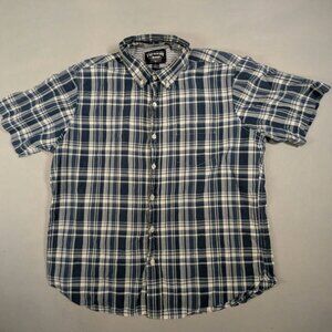 THE NEW IVY BRAND-Vintage Classics-Men's Large Blue Checker Short Sleeve Shirt